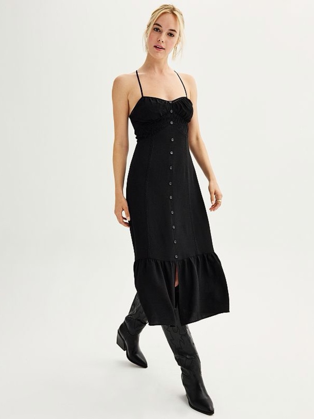 SO Black Spaghetti-Strap Midi Dress